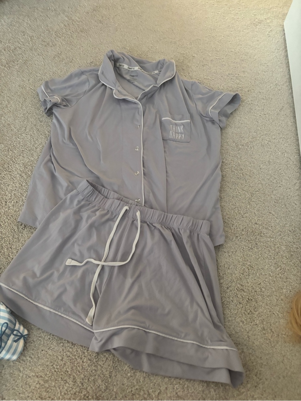 Born Pajamas Women’s S 2 Piece Set  Button Up Drawstring Shorts Large Lilac